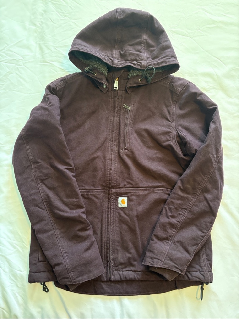 Carhartt Full Swing Plum Hooded Sherpa-Lined Canvas Jacket